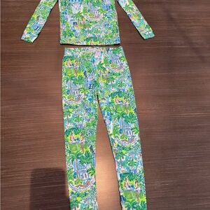 Lilly Pulitzer Kids Tropical Green and Blue Pajama Set